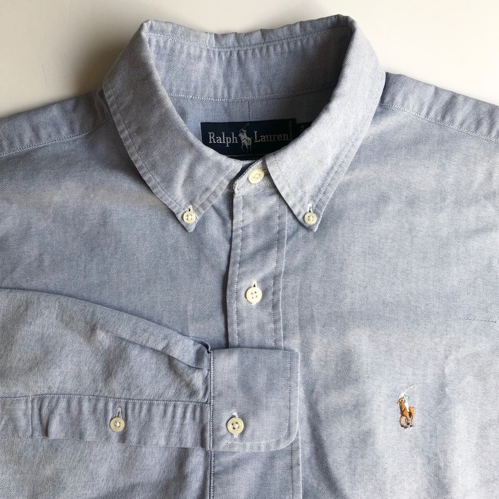 Men’s Polo by Ralph Lauren Classic Oxford Blue button down Shirt
